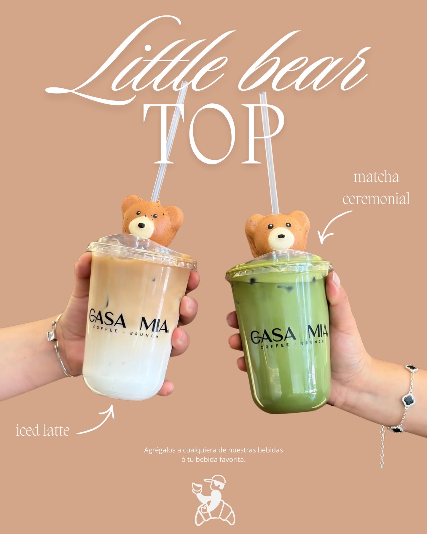 Little Bear topper sobre una bebida CASA MIA