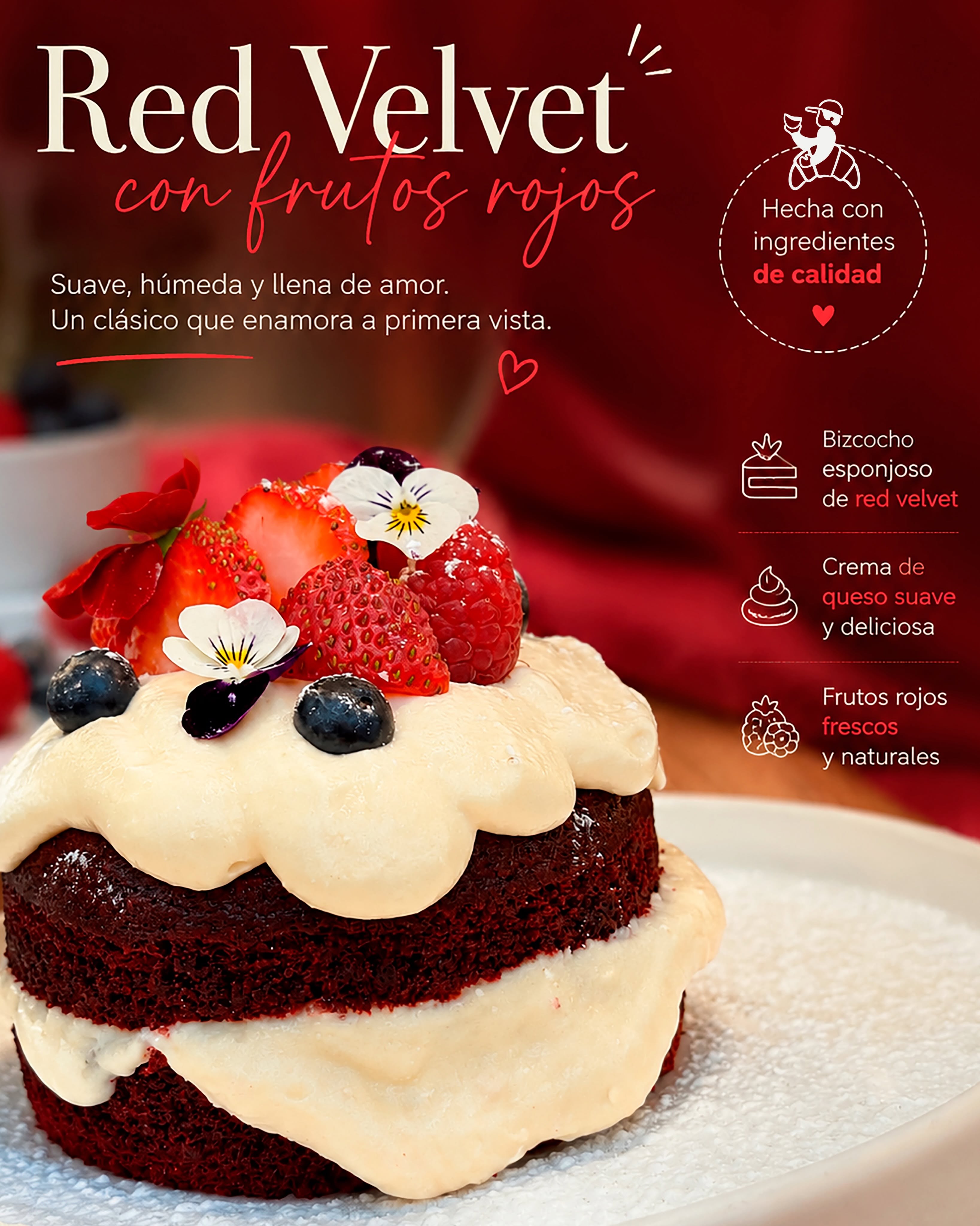 Publicación de Instagram: red velvet con frutos rojos